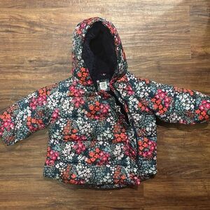 Baby Gap floral navy puffer coat